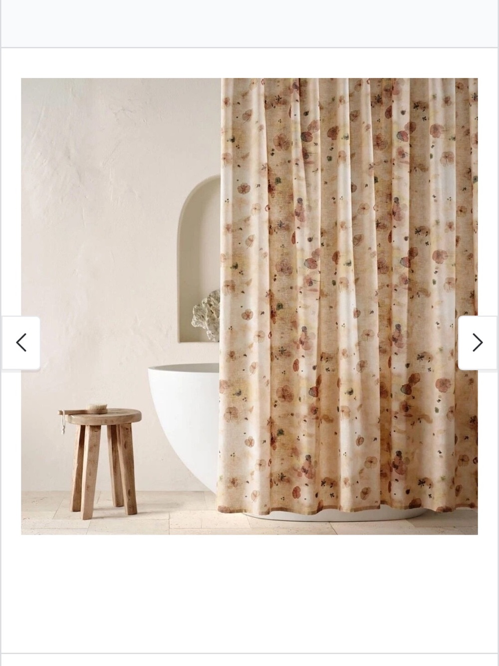 Casaluna Linen Shower Curtain with Muted Floral Watercolor Print NWT